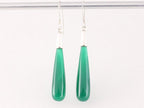 Lange zilveren pegel oorbellen met groene agaat afbeelding 4