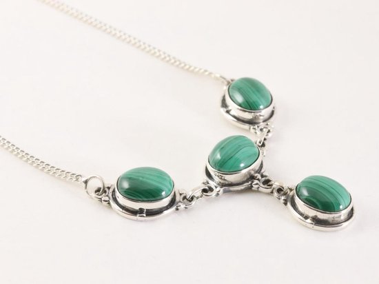 Bewerkte zilveren ketting met malachiet afbeelding 2