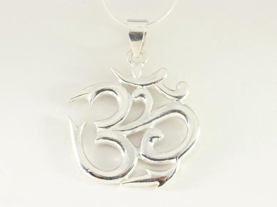 Grote zilveren ohm hanger afbeelding 1