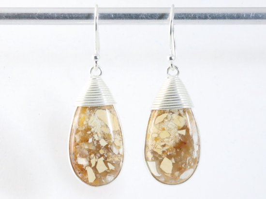 Zilveren oorbellen met gefragmenteerde mookaiet afbeelding 4