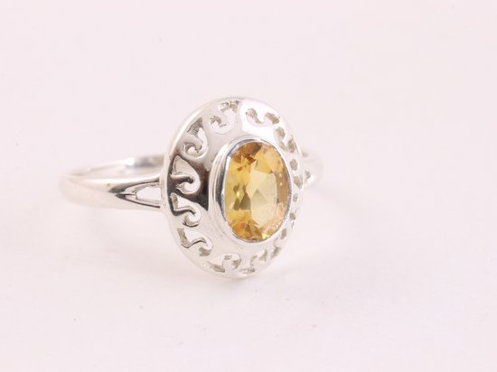 Fijne opengewerkte zilveren ring met citrien afbeelding 1