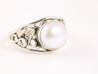Fijne opengewerkte zilveren ring met parel afbeelding 1