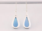 Druppelvormige zilveren oorbellen met blauwe agaat afbeelding 3