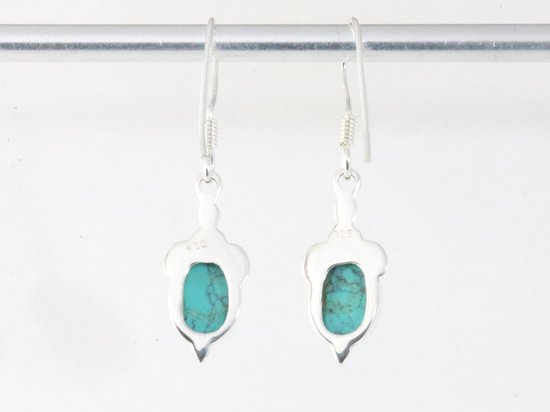 Fijne bewerkte zilveren oorbellen met turkoois afbeelding 3