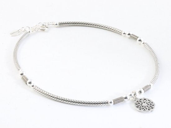 Zilveren enkelband met kralen afbeelding 2