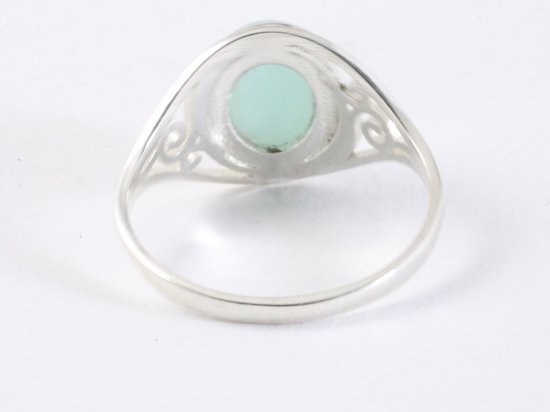 Opengewerkte zilveren ring met groene amazoniet afbeelding 3