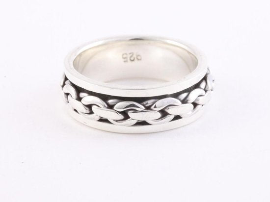 Zilveren geluksring met ankerpatroon afbeelding 1