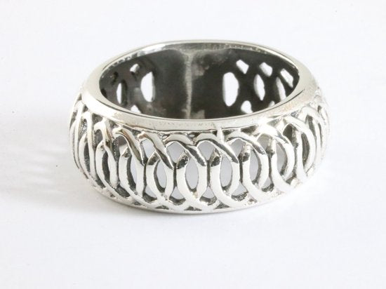 Brede opengewerkte zilveren ring afbeelding 1