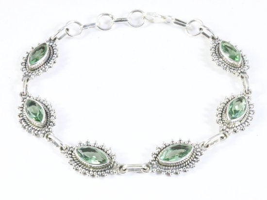 Bewerkte zilveren armband met groene amethist afbeelding 1