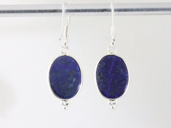 Fijne zilveren oorbellen met lapis lazuli afbeelding 3
