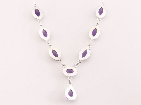 Bewerkte zilveren ketting met amethist afbeelding 2