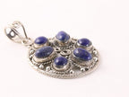 Grote opengewerkte zilveren hanger met lapis lazuli afbeelding 2