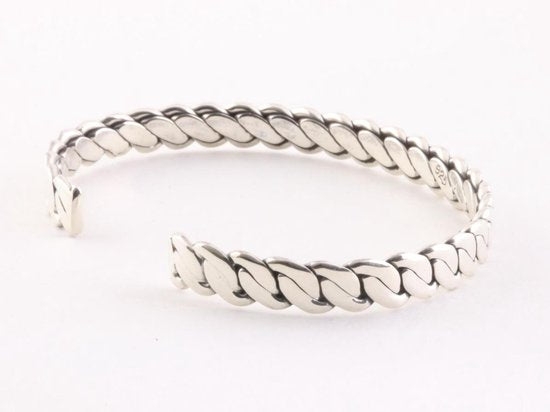 Fijne bewerkte zilveren klemarmband afbeelding 3