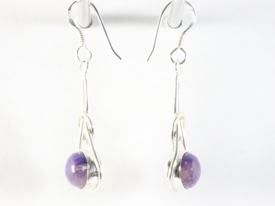 Zilveren oorbellen met paarse charoiet afbeelding 2