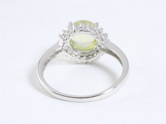 Ronde hoogglans zilveren ring met lemon kwarts en witte topaas - maat 18 afbeelding 3