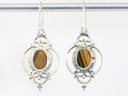 Opengewerkte zilveren oorbellen met tijgeroog afbeelding 2