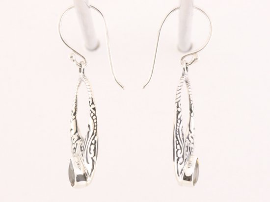 Opengewerkte zilveren oorbellen met citrien afbeelding 2