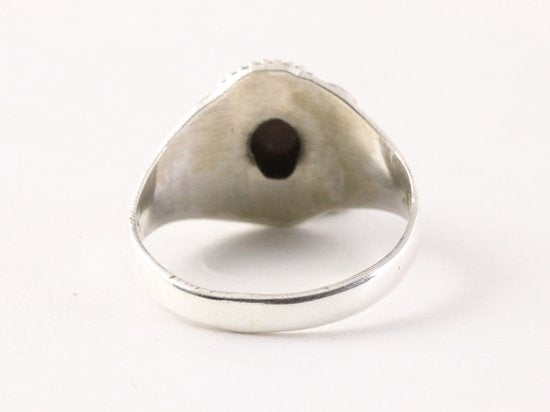 Bewerkte zilveren ring met rode jaspis afbeelding 3