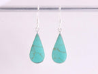 Druppelvormige zilveren oorbellen met groene turkoois afbeelding 4
