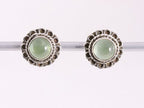 Fijne bewerkte zilveren oorstekers met prehniet afbeelding 1