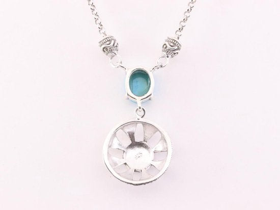 Zilveren ketting met blauwe turkoois en marcasiet afbeelding 2