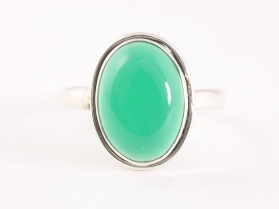 Ovale zilveren ring met groene onyx afbeelding 4