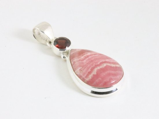 Zilveren hanger met rhodochrosiet en granaat afbeelding 2