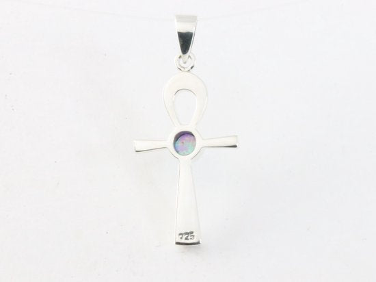 Fijne zilveren ankh hanger met Australische opaal afbeelding 3