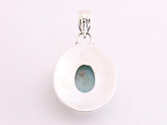 Bewerkte zilveren hanger met larimar afbeelding 3