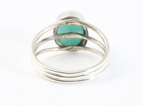 Opengewerkte zilveren ring met groene amazoniet afbeelding 3