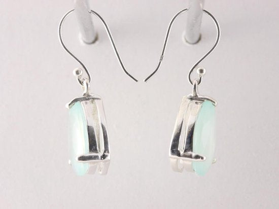 Zilveren oorbellen met aqua chalcedoon afbeelding 2