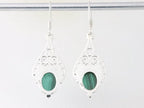 Lange opengewerkte zilveren oorbellen met malachiet afbeelding 2