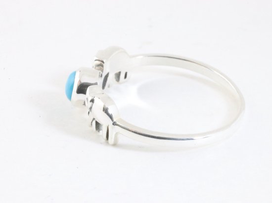 Fijne zilveren olifanten ring met blauwe Arizona turkoois afbeelding 2