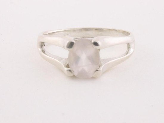 Fijne zilveren ring met rozenkwarts afbeelding 2