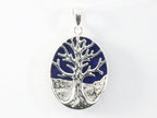 Ovale zilveren hanger met levensboom op lapis lazuli afbeelding 4