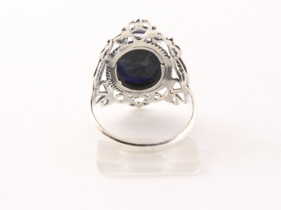 Opengewerkte zilveren ring met sodaliet afbeelding 3