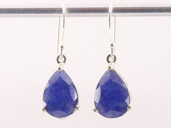 Zilveren oorbellen met blauwe saffier afbeelding 4