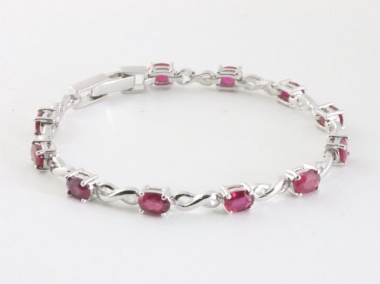 Zilveren tennisarmband met robijn afbeelding 2