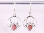 Opengewerkte zilveren oorbellen met roze opaal afbeelding 3