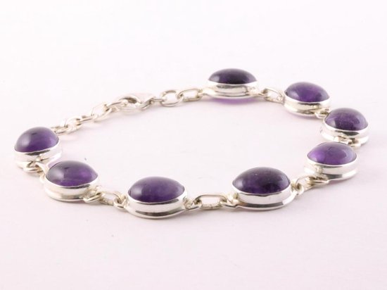 Zilveren schakelarmband met amethist afbeelding 2