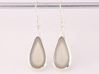 Druppelvormige zilveren oorbellen met witte agaat afbeelding 4