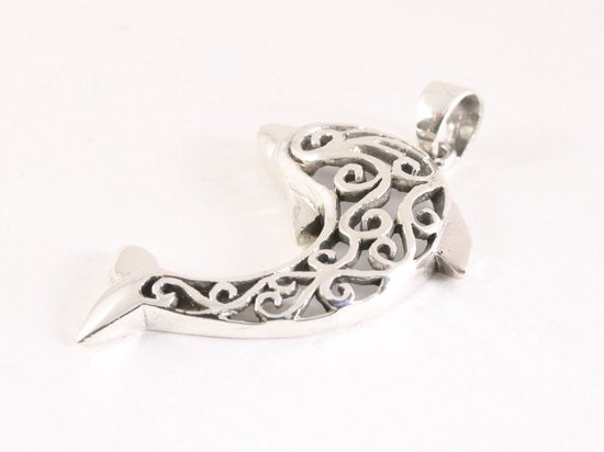 Opengewerkte zilveren dolfijn hanger afbeelding 3