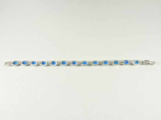 Zilveren schakelarmband met blauwe turkoois afbeelding 4