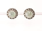 Fijne bewerkte ronde zilveren oorstekers met aquamarijn afbeelding 1