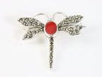 Zilveren libelle broche met carneool afbeelding 3