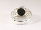 Opengewerkte zilveren ring met rode obsidiaan afbeelding 3