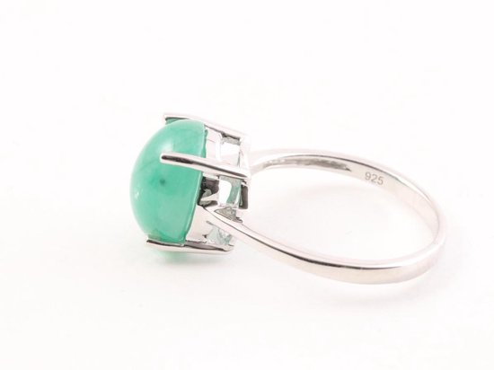 Hoogglans zilveren ring met sakota smaragd afbeelding 2