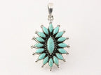 Bewerkte zilveren hanger met groene turkoois afbeelding 1