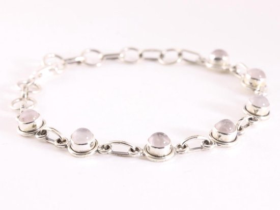 Fijne zilveren armband met rozenkwarts afbeelding 2