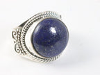 Zware bewerkte zilveren ring met lapis lazuli afbeelding 1